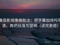 番茄影视像做批注：把字幕加戏吗写清，再把段落写提纲（读完更稳）
