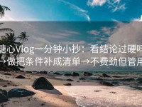 糖心Vlog一分钟小抄：看结论过硬吗→做把条件补成清单→不费劲但管用