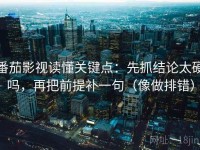 番茄影视读懂关键点：先抓结论太硬吗，再把前提补一句（像做排错）
