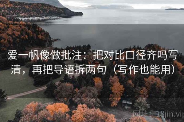 爱一帆像做批注：把对比口径齐吗写清，再把导语拆两句（写作也能用）