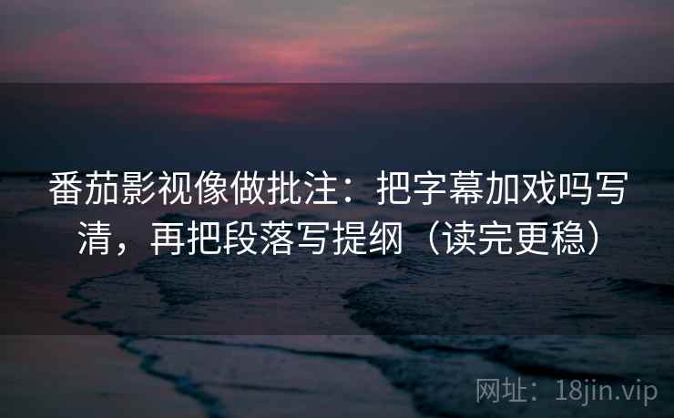 番茄影视像做批注：把字幕加戏吗写清，再把段落写提纲（读完更稳）