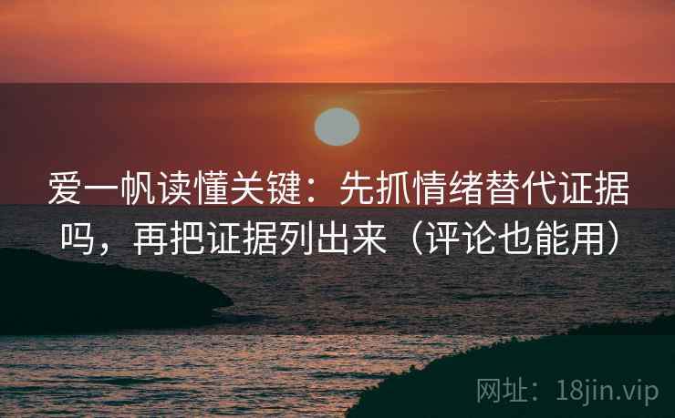 爱一帆读懂关键：先抓情绪替代证据吗，再把证据列出来（评论也能用）