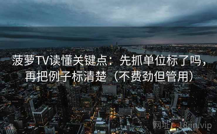 菠萝TV读懂关键点：先抓单位标了吗，再把例子标清楚（不费劲但管用）